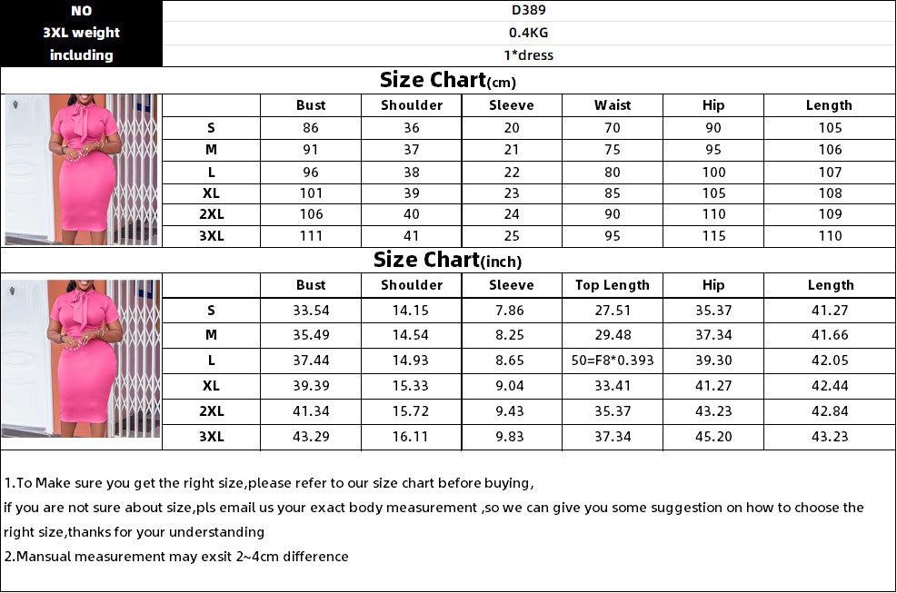 Fashion Short Sleeve Tied Slim Fit Business Temperament Ol African Dress