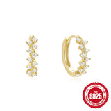 925 Sterling Silver Twisted Element Ear Ring High Sense Rhinestone Earrings