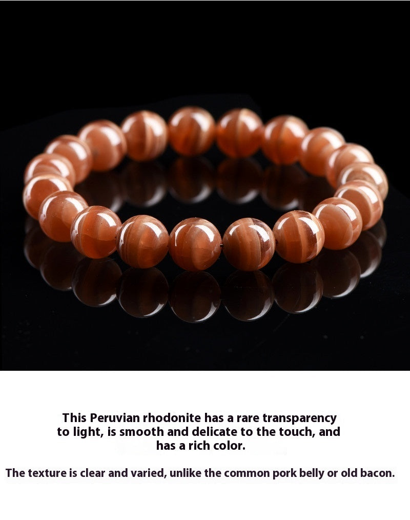 Natural Old Mine Rhodochrosite Round Beads Bracelet Peru