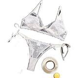 Temperament White Lace Sling Bra and Bow Panties