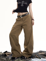 Retro Washed Deconstruction Machete Overalls Women's Loose Straight All-matching Wide Leg