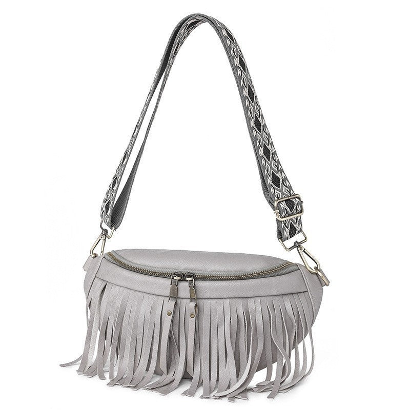 Bag Messenger Bag Summer European And American Retro Tassel Pleated Chest Bag