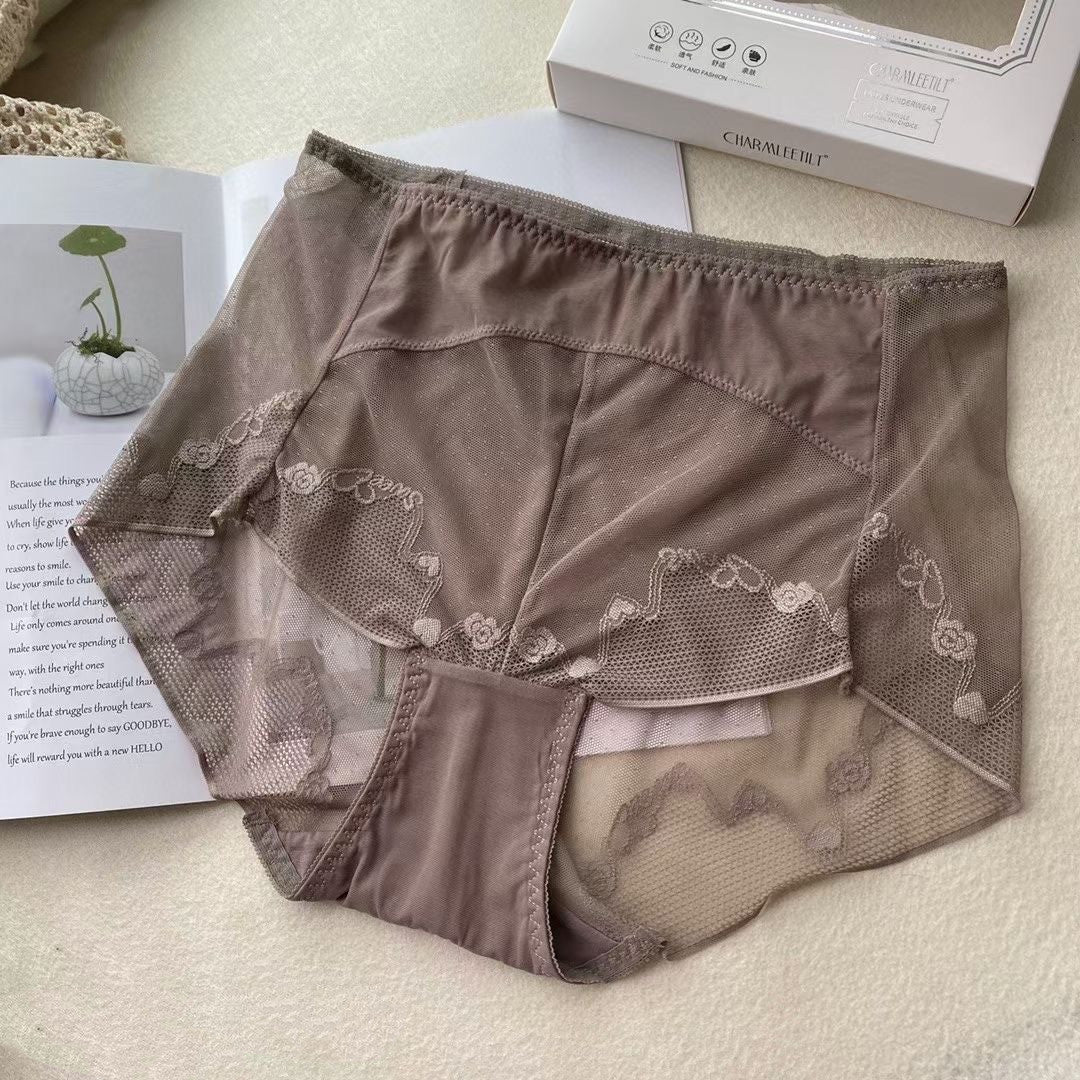 Three Pcs Boxed Women's High Waist Lace Panties