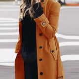 Autumn Winter New Woolen Coat Women's Slim Fit Cardigan Large Coat Women Long Sleeve Single Breasted Stand Collar Woolen Coat