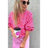 Women's Striped Loose All-match Round Neck Pullover Sweater