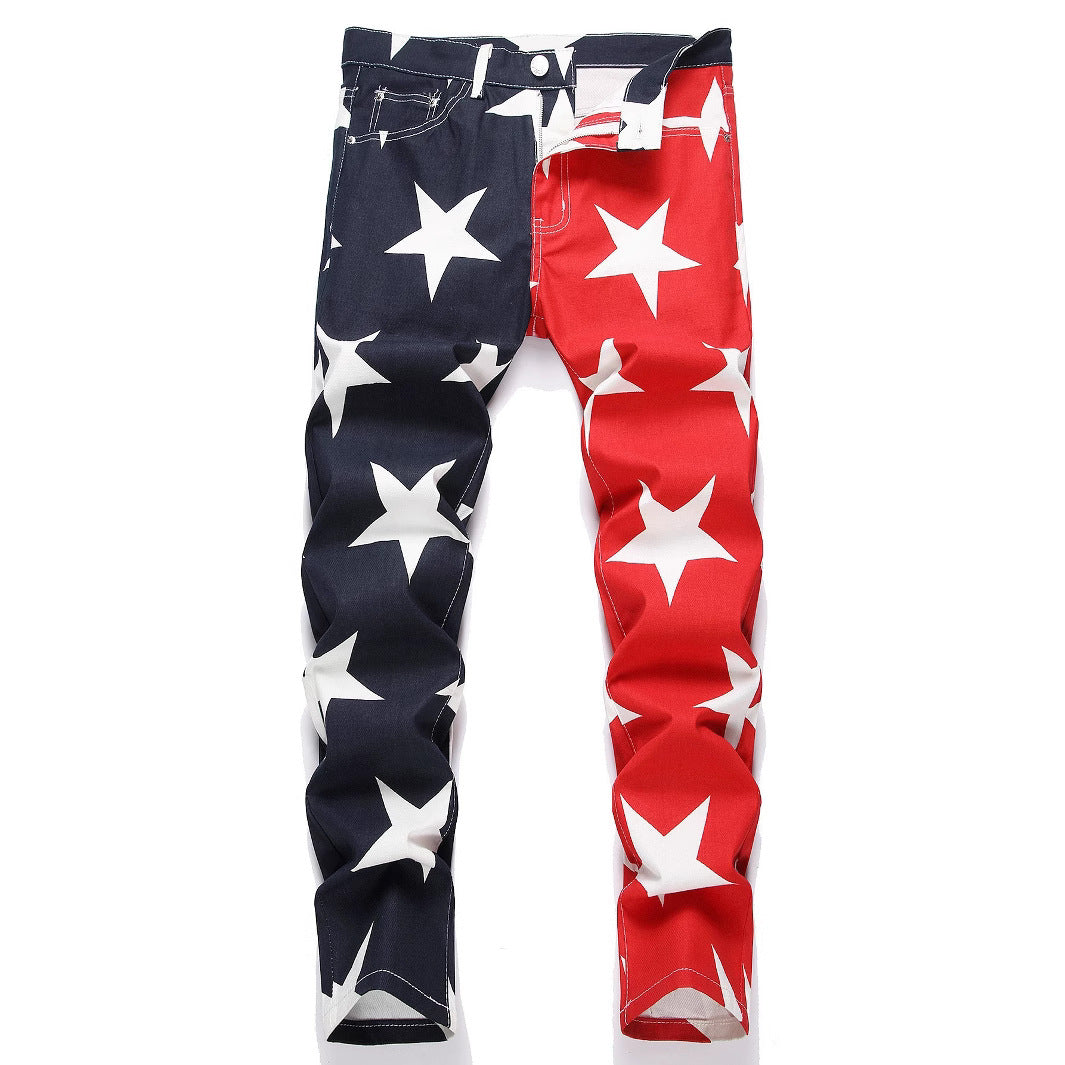 Stretch Washed UNF Raw Denim Fashion Straight Trousers Jeans Men's Pants