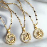 Golden Twelve Constellation Pendant Necklace INS Style