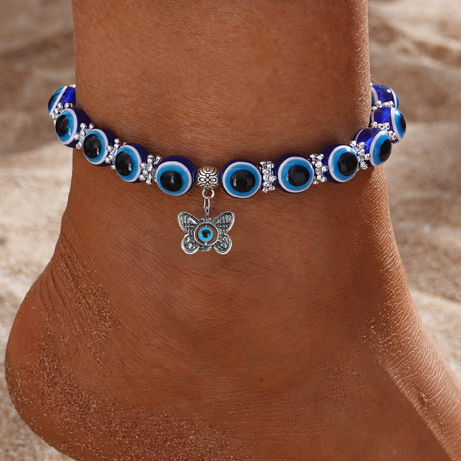 Simple Blue Devil's Eye Anklet