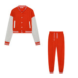 Stitching Jacket Single-breasted Baseball Set Wear Sports Two-piece Women's Clothing