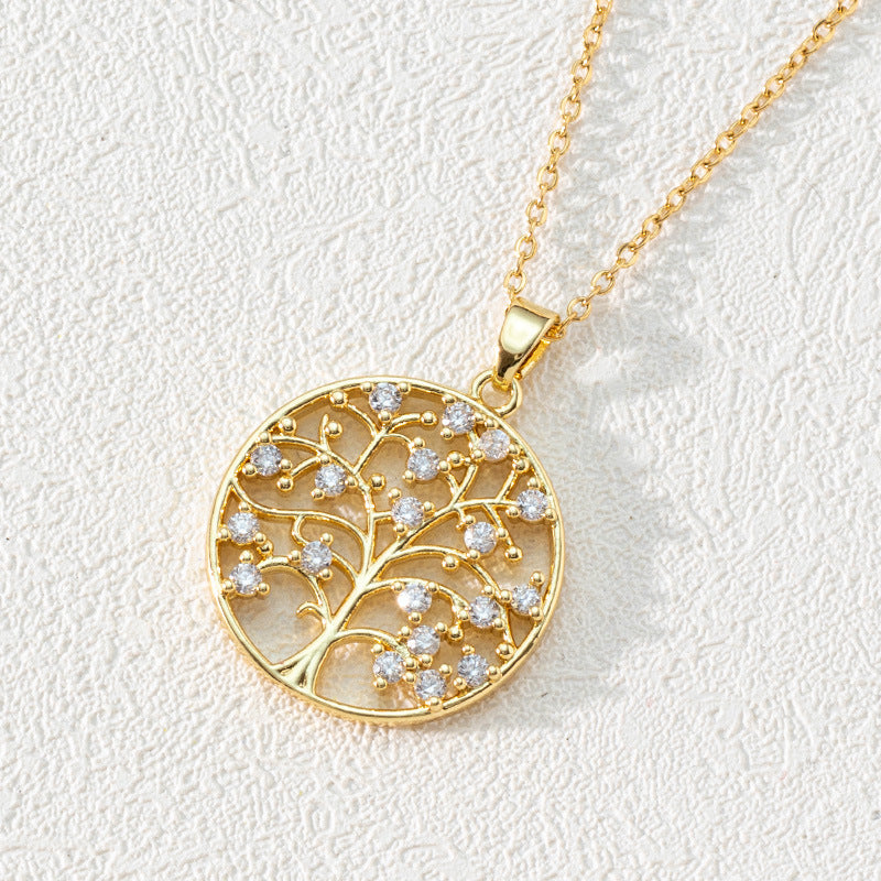Popular Round Hollow Tree Of Life Pendant Necklace