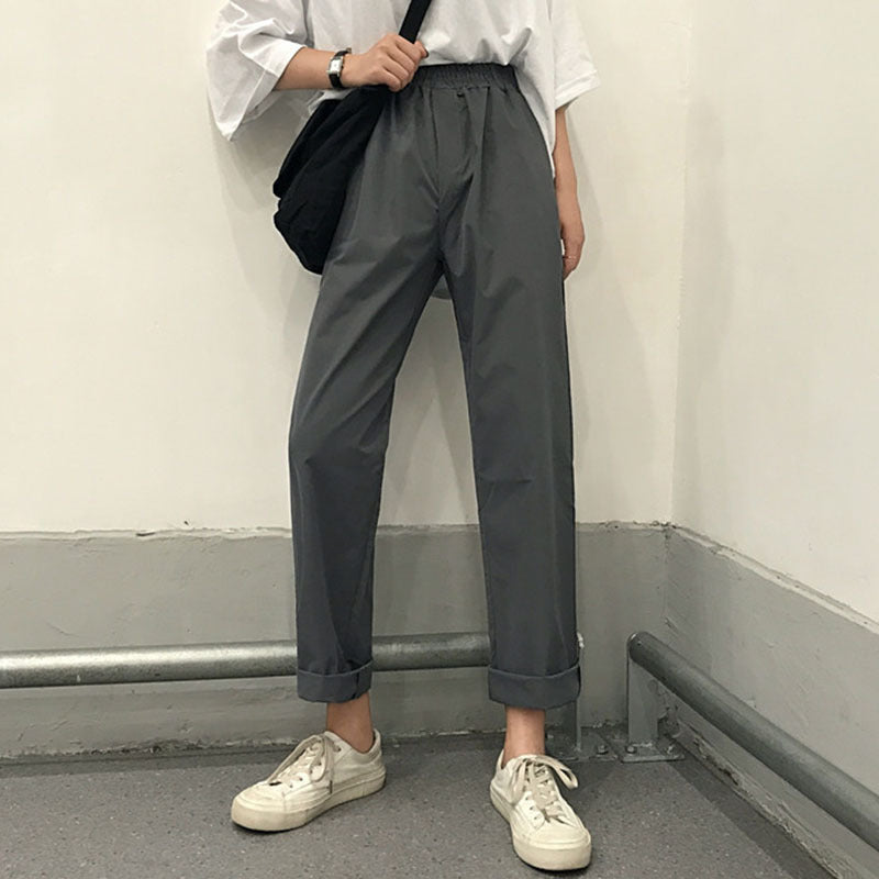 Elastic High Waist All-matching Loose Straight Casual Pants For Women