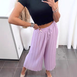 High Waist Casual Draping Pleated Straight-leg Pants