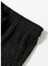 Black Textured Loose Drawstring Pants