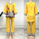 African Plus Size Print Women's Two Piece Set