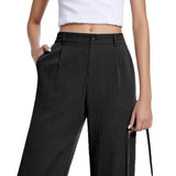 Women's Elastic Waist Wide Leg Casual Trousers