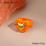 Colorful Heart-shaped Resin Ring Ins Style Titanium Steel Ring
