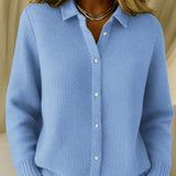 Casual Fashion Button Knitted Lapel Sweater For Women Long Sleeve Knitted Sweaters Tops Winter Jumper