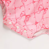 Baby Girl's Bowknot Graphic Print Romper, Daddy's Girl Letter Print Triangle Jumpsuit With Bubble Sleeves