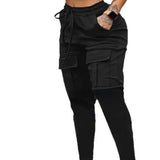European And American Solid Pocket Ankle Banded Working Pants