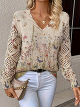Printed Casual Cape Coat Cardigan Sweater