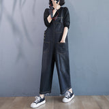 Oversized Nine - Quarter Wide Leg Jean Suspenders