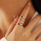 Diamond-encrusted Rectangular Birthstones Ring Birthstone Lettering In December