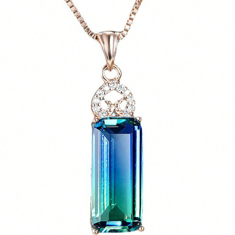 Light Extravagant Love Heart Diamond Square Pendant Necklace