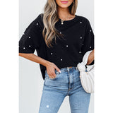 European And American Fashion & Trend Beaded Round Neck Short Sleeve