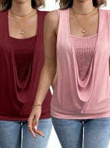 2PCS Sequin Decor Ruched Tank Top