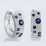 Korean Style Blue White Earrings Round Micro Inlaid Zircon Exquisite Ear Clip