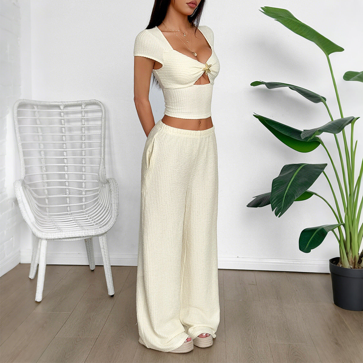 Vest Wide-leg Pants Suit Women's Clothing