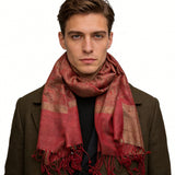 2pcs Classic Red Luxurious Jacquard Weave HeavyweightRed Jacquard Scarf ,Luxe Look For Evening Wear,Scarf,vacation,daily Life,evening Party,Office Appropriate Subtlety For Women Men
