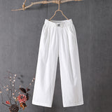 All-match High Waist Plus Size Loose Middle-aged And Elderly Cropped Wide-leg Pants
