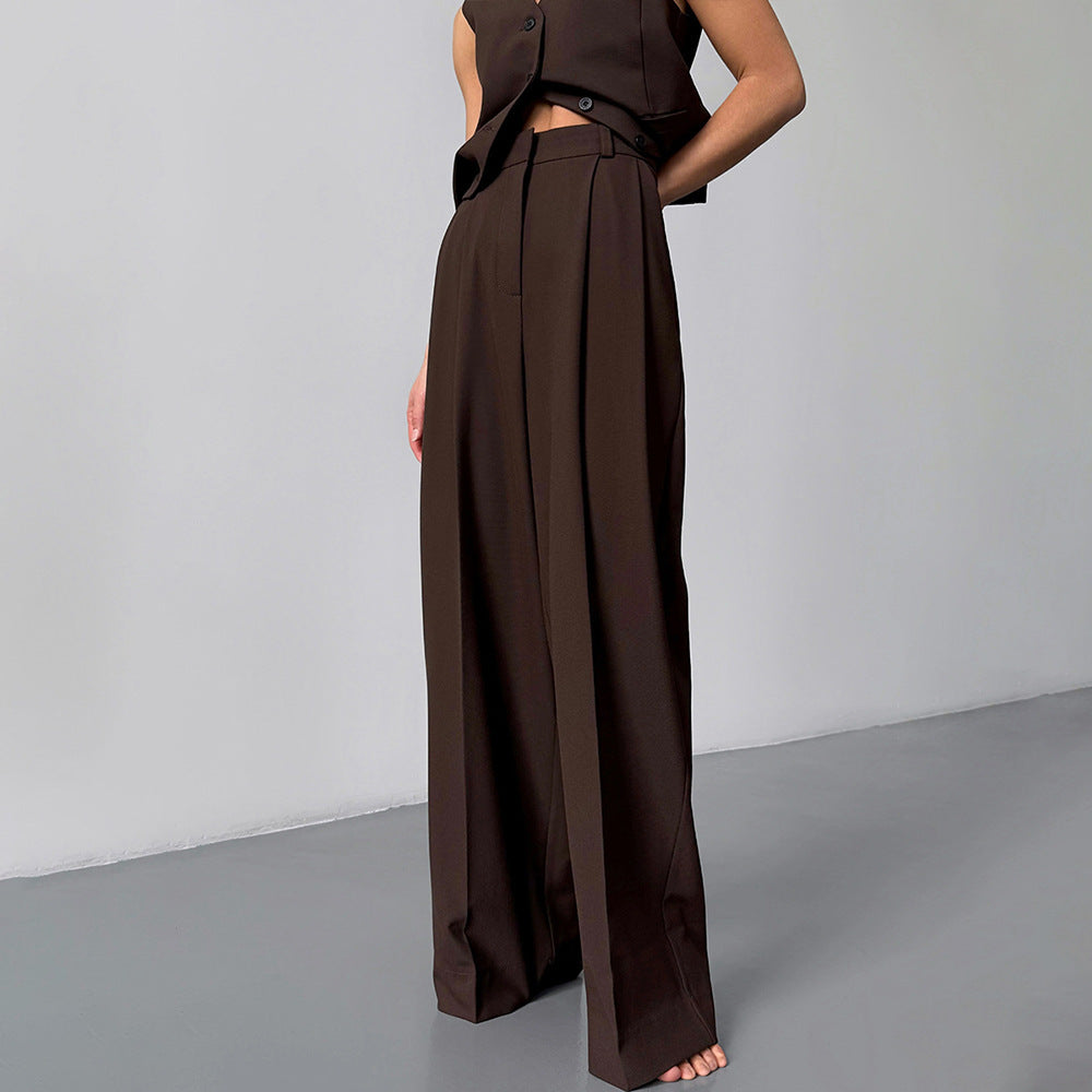 Draping Wide-leg Trousers Loose Suit Pants Straight
