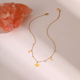 European And American Fashion Special-interest Color Zircon Star Pendant Stainless Steel Necklace