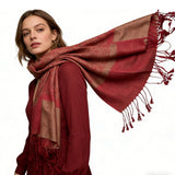 2pcs Classic Red Luxurious Jacquard Weave HeavyweightRed Jacquard Scarf ,Luxe Look For Evening Wear,Scarf,vacation,daily Life,evening Party,Office Appropriate Subtlety For Women Men