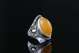 Fluorescent Beeswax Alloy Plating Antique Silver Retro Eye-catching Ring