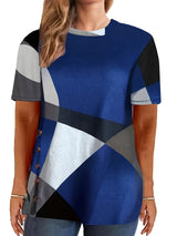 Only Self-pickup Is Supported Self-pick-up Plus Size Women's Casual T-shirts Color Block Short Sleeve Round Neck Slightly Elastic T-shirt