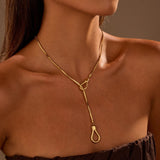 Ins European And American Stainless Steel 18K Gold Plated Adjustable Long Sweater Chain