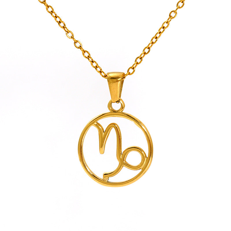 Fashion Titanium Steel Necklace Twelve Constellation