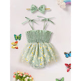 Newborn Infant Baby Girl Summer Outfits Romper Dress Floral Jumpsuit With Bow Headband Set