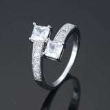 European And American Square Zircon With Diamond Cross Ring For Women