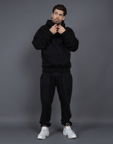 Men's Casual Loose Solid Color Hooded Sweatshirt Pants