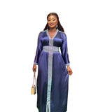 African Ethnic Style Women's Clothing Dress Rayon Hot Rhinestone V-neck With Belt