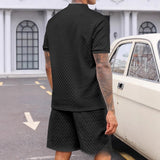 Men's Clothes Summer Wear Jacquard Walf Checks Fabric Short Sleeve Shorts Suit