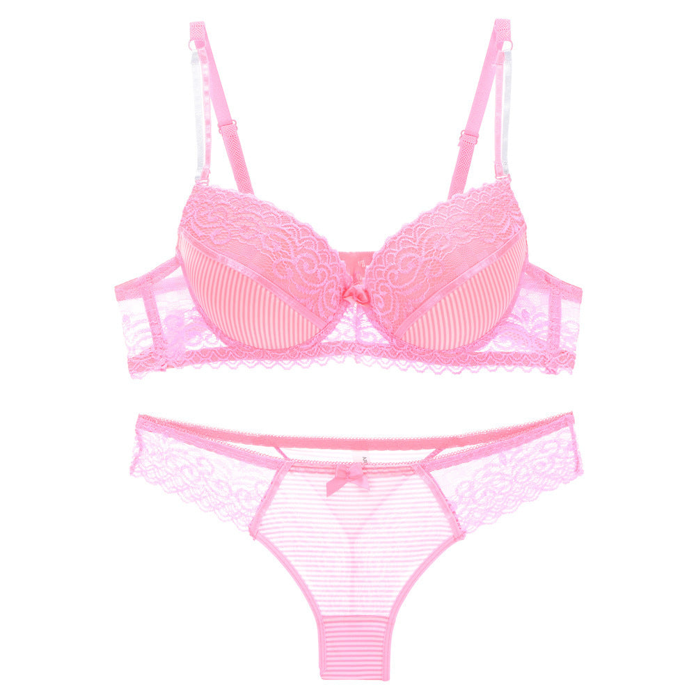 Simple Lace Bow Ladies Bra Set