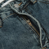 Ripped Knee Jeans Men Straight-leg Trousers