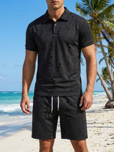 Summer Washed Distressed Polo Shirt With Buttons Mens Sports Polo Tee