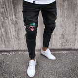 Pants Slim Cropped Trousers Embroidered Jeans