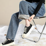 Fashion Simple Casual High Waist Plus Velvet Jeans